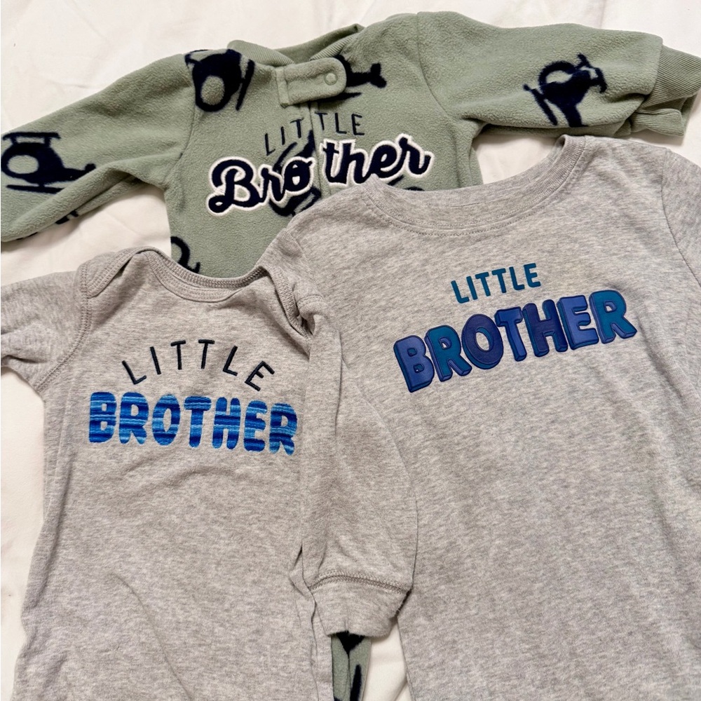 Set of Carter's “Little Brother” one-pieces - sized 0-3M, 3M, 24M